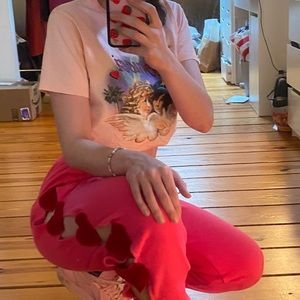 ❤️lazy oaf pink heart cutout joggers💖